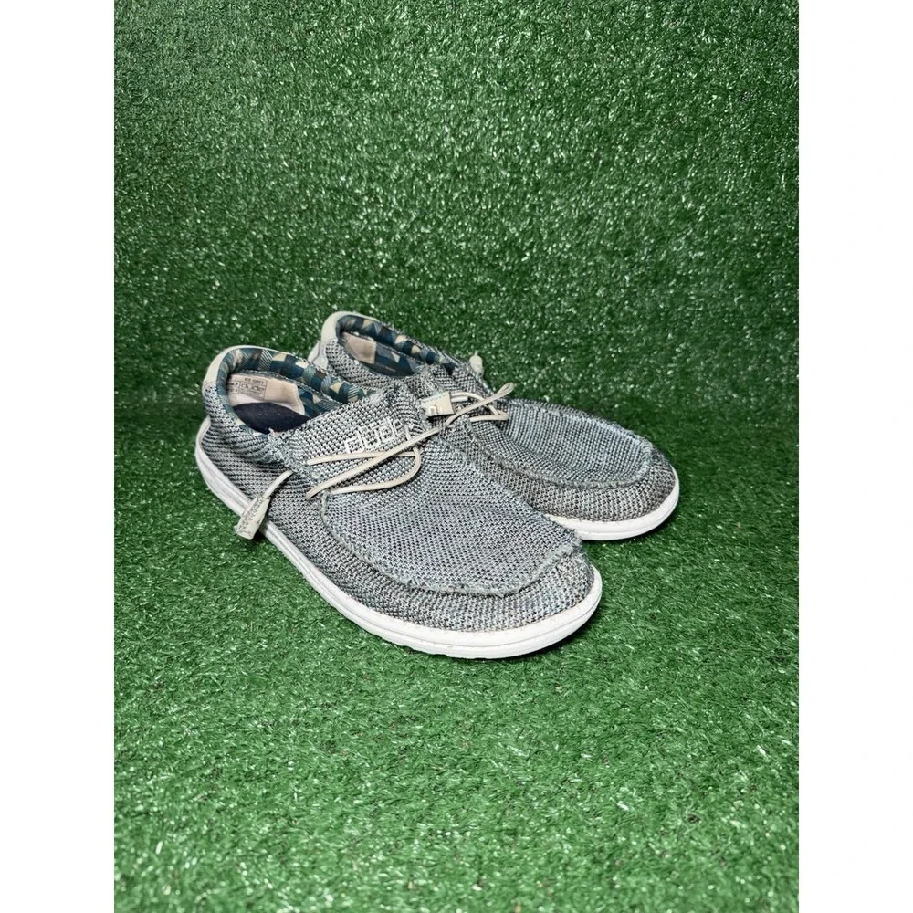 Hey Dude Wally Men Size 10 Blue White Slip On Lightweight Shoe Comfort Sneaker